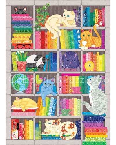 Puzzle Cobble Hill din 1000 de piese - Pisici de bibliotecă - 2