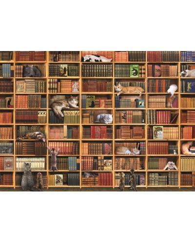 Puzzle Cobble Hill de 1000 piese - Biblioteca pisicilor - 2