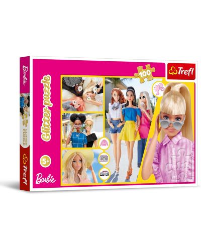 Trefl 100 piese puzzle cu sclipici - Barbie - 1