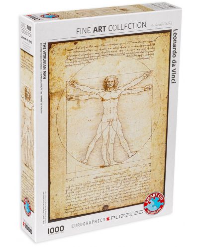 Puzzle Eurographics de 1000 piese – Omul vitruvian, Leonardo da Vinci - 1