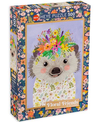 Puzzle Heye de 500 piese - Floral Friends Funny Hedgehog - 1
