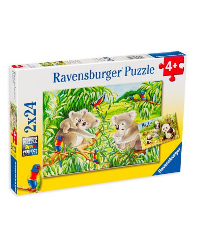 Puzzle Ravensburger 2 de cate 24 piese - Koale si panda - 1