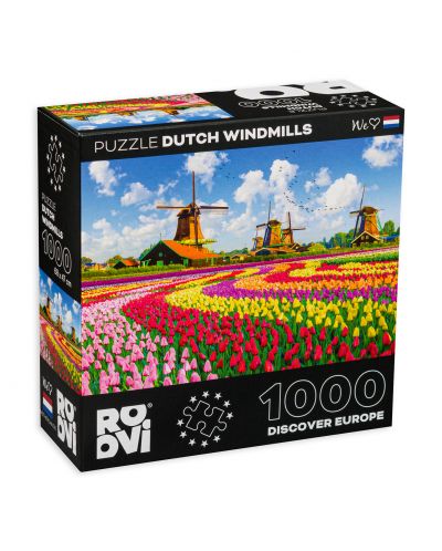 Puzzle Roovi de 1000 de piese – Mori de vânt, Olanda - 1