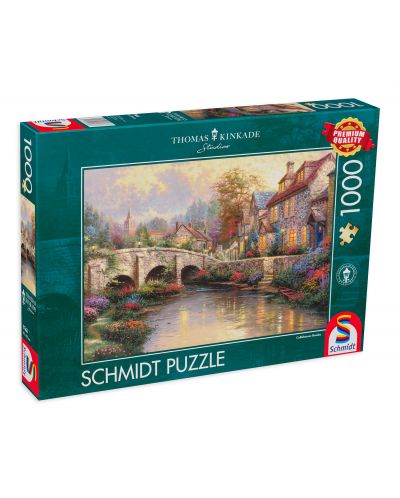 Puzzle Schmidt de 1000 piese - La vechiul pod, Thomas Kinkade - 1
