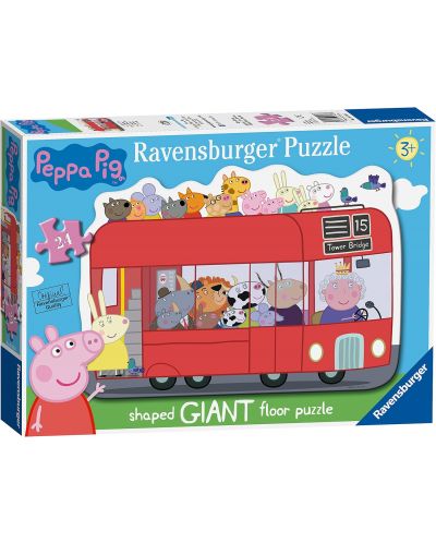 Puzzle de podea Ravensburger din  24 piese - Peppa Pig într-un autobuz londonez - 1