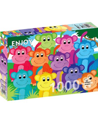 Puzzle Enjoy din 1000 de piese - Maimuțe colorate - 1