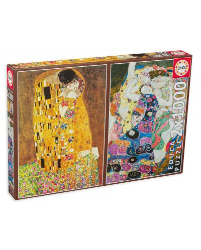 Puzzle Educa din 2 x 1000 de piese - Sarutul si Fecioara de Gustav Klimt - 1