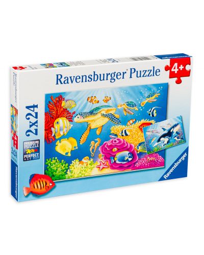 Puzzle Ravensburger  2 de cate 24 piese - Viata subacvatica - 1