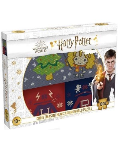 Puzzle cu 1000 de piese Winning Moves - Harry Potter și Crăciunul în lumea fermecată - 1