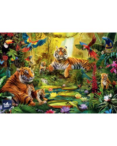Puzzle Black Sea Lite de 1000 piese - Familia de tigri, Ian Patrick Krasny - 2