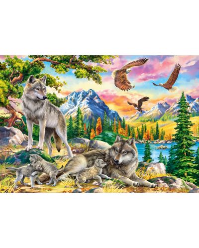 Puzzle Castorland din 1000 de piese - Familia de lupi și vulturi - 2