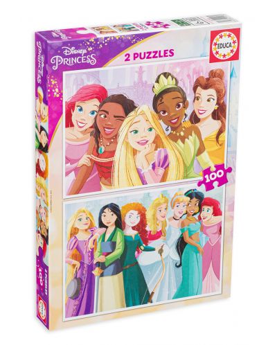 Puzzle Educa de 2 x 100 piese - Printese Disney - 1