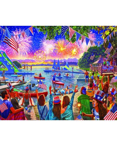 Puzzle White Mountain de 1000 piese - 4th of July Fireworks - 2