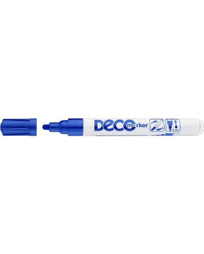Marker permanent Ico Deco - varf rotund, albastru - 1