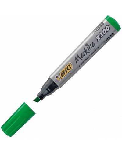 Marker permanent Bic - 2300 Bevel Tip, verde - 2