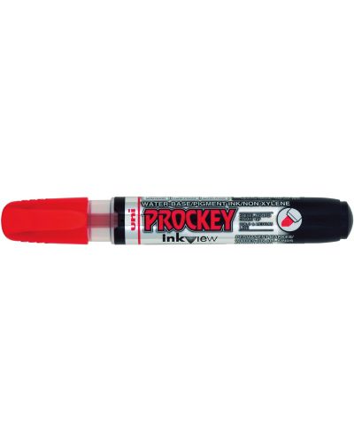 Marker permanent Uni Prockey - PM-225F, pe baza de apa, 1,4-2,0 mm si 3,7 mm, rosu - 1