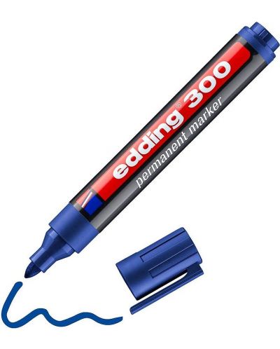 Marker permanent Edding 300 - albastru - 1