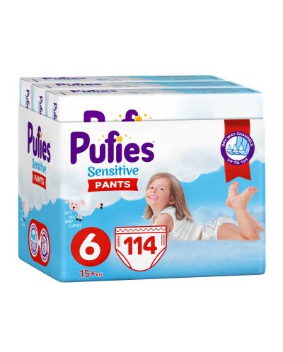 Scutece chilotei Pufies Pants Sensitive 6, 114 buc. - 1