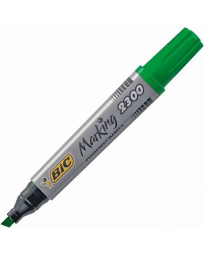 Marker permanent Bic - 2300 Bevel Tip, verde - 3