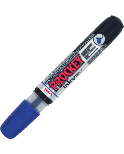 Marker permanent Uni Prockey - PM-225F, pe baza de apa, 1,4-2,0 mm si 3,7 mm, albastru - 1