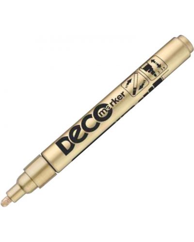 Marker permanent Ico Deco - varf rotund, auriu - 1