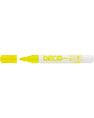 Marker permanent Ico Deco - varf rotund, galben - 1
