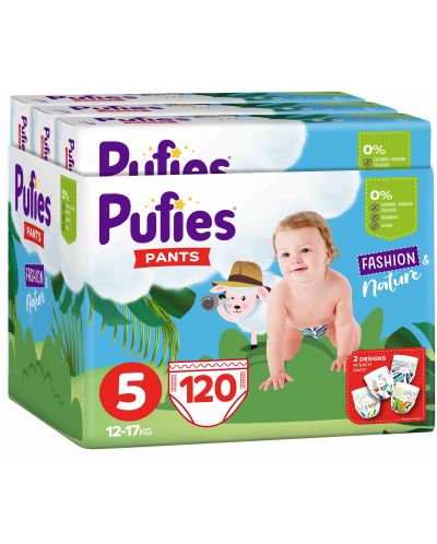 Scutece chilotei Pufies Pants Fashion & Nature 5, 120 buc. - 1