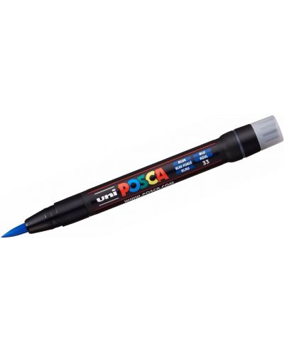 Marker permanent cu pensula Uni Posca - PCF-350, albastru - 1