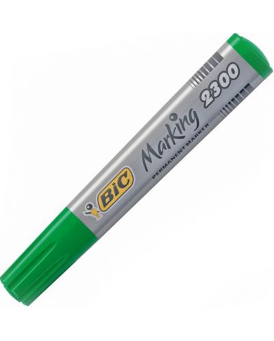 Marker permanent Bic - 2300 Bevel Tip, verde - 1