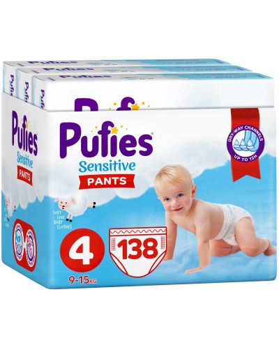 Scutece chilotei Pufies Pants Sensitive 4, 138 buc. - 1