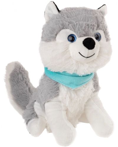 Jucărie de pluș Amek Toys - Husky cu eșarfă albastră, 29 cm - 1