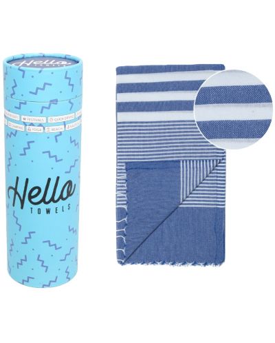 Prosop de plajă în cutie Hello Towels - Malibu, 100 x 180 cm, 100% bumbac, albastru - 1