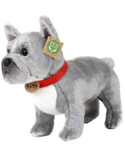 Jucărie de pluș Rappa Eco friends - Câine buldog francez, în picioare, gri, 30 cm - 2