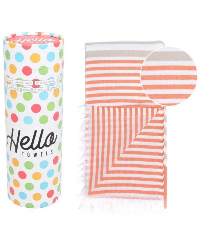 Prosop de plajă în cutie Hello Towels - Bali, 100 x 180 cm, 100% bumbac, portocaliu-bej - 1