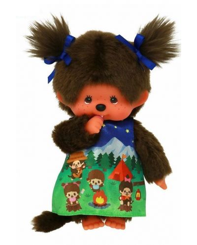 Jucărie de pluș Monchhichi - Camping Dress Girl, maimuță, 20 cm - 1