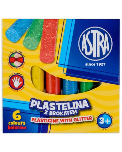 Plastilina cu sclipici Astra - 6 culori - 1