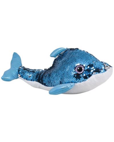 Jucărie de pluș Amek Toys - Delfin cu paiete, albastru, 32 cm - 1