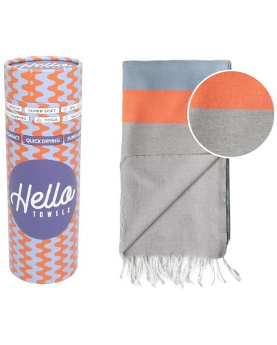 Prosop de plajă în cutie Hello Towels - Neon, 100 x 180 cm, 100% bumbac, albastru-gri - 1