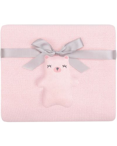 Pătură tricotată din bumbac KikkaBoo - Bear with me, Pink - 1