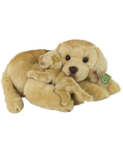 Jucărie de pluș Rappa Eco Friends - Câine labrador cu bebeluș, culcat, 27 cm - 1