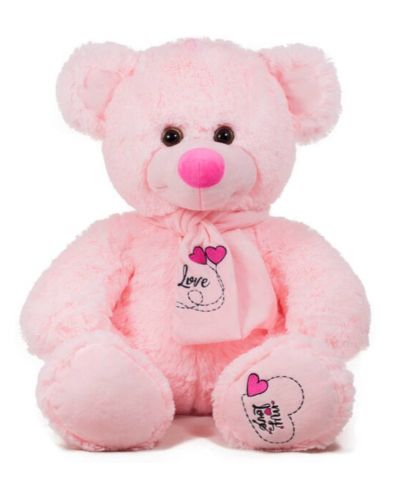 Jucărie de pluș Amek Toys - Ursuleț de pluș cu eșarfă roz, 45 cm - 1