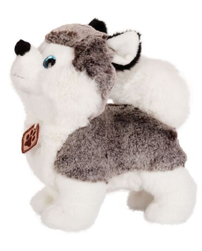Jucărie de pluș Amek Toys - Husky cu ochi albaștri strălucitori, 19 cm - 1