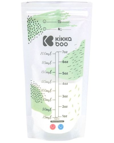 Pungi pentru depozitarea laptelui matern cu termosenzor KikkaBoo - Lactty, 200 ml, 25 bucăți - 1