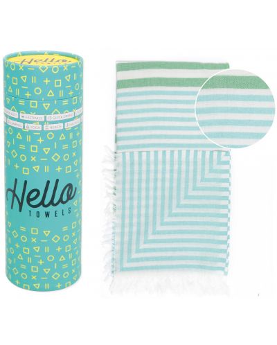 Prosop de plajă în cutie Hello Towels - Bali, 100 x 180 cm, 100% bumbac, turcoaz-verde - 1