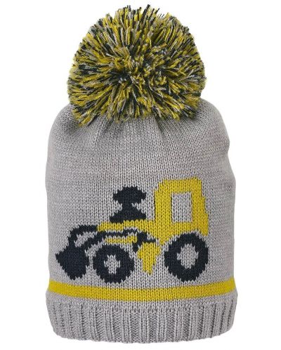 Pălărie de iarnă tricotată Sterntaler - Tractor, 53 cm, 2-4 ani, gri - 1
