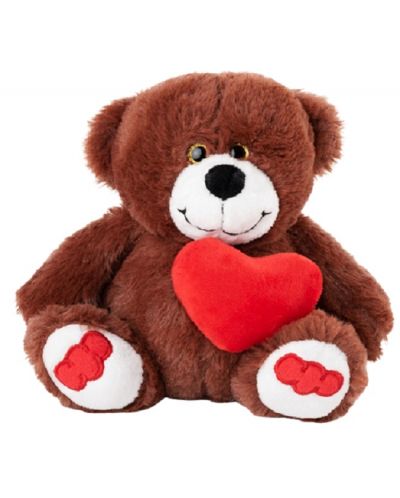 Jucărie de pluș Amek Toys - Ursuleț de pluș cu inimă, maro, 19 cm - 1