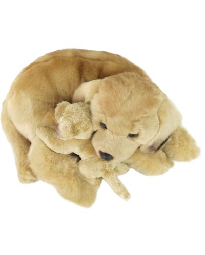 Jucărie de pluș Rappa Eco Friends - Câine labrador cu bebeluș, culcat, 27 cm - 2