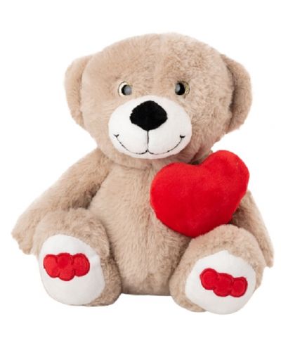 Jucărie de pluș Amek Toys - Ursuleț de pluș cu inimă, bej, 25 cm - 1