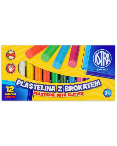 Plastilina cu sclipici Astra - 12 culori - 1