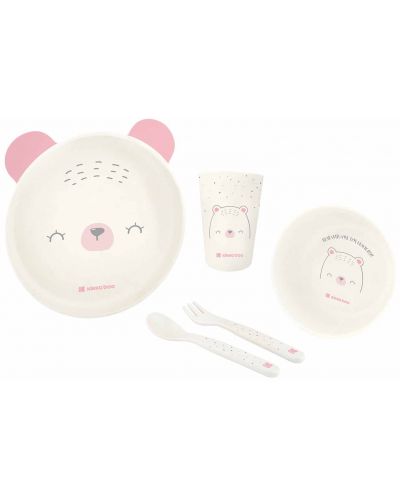 Set de hranire din plastic KikkaBoo - Bear with Me, Pink - 1